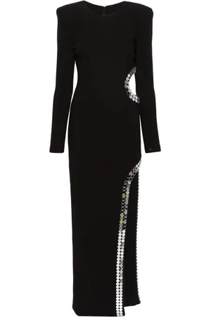 NISSA Cut-out sequin maxi dress