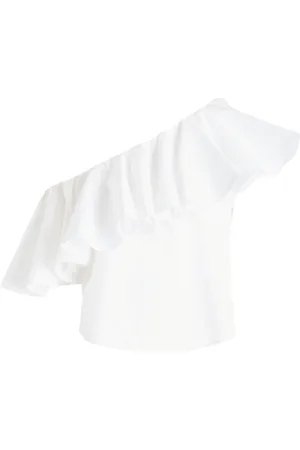 Giambattista Valli One-shoulder ruffle-trim blouse