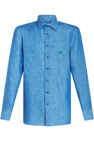 Etro Pegaso-embroidered mélange-effect shirt