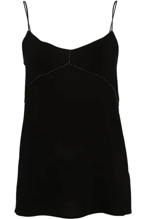 Fabiana Filippi Beaded-trim crepe tank top