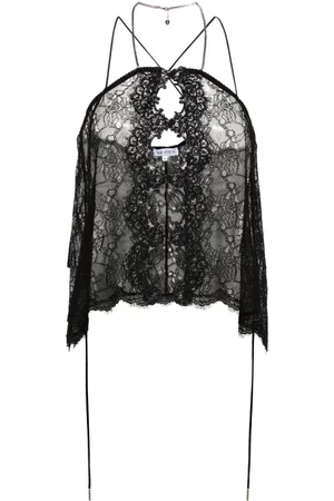 The Attico Halterneck sheer lace top