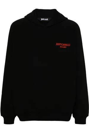 Roberto Cavalli Flocked-logo cotton hoodie