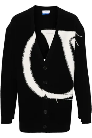 OFF-WHITE Logo-intarsia wool cardigan