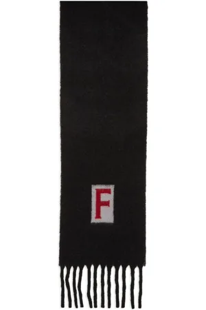 Salvatore Ferragamo Logo intarsia-knit fringed scarf