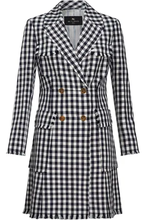 Etro Gingham-print double-breasted coat