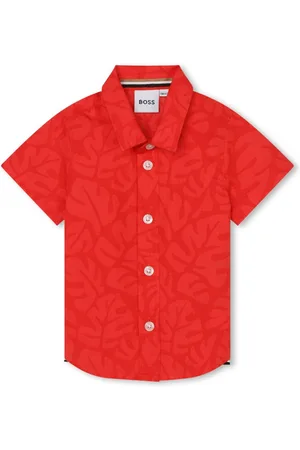 HUGO BOSS Leaf-print cotton shirt