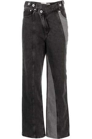 Feng Chen Wang Logo-patch cotton straight-leg trousers