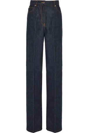 Salvatore Ferragamo Logo-appliqué contrast-stitching wide-leg jeans