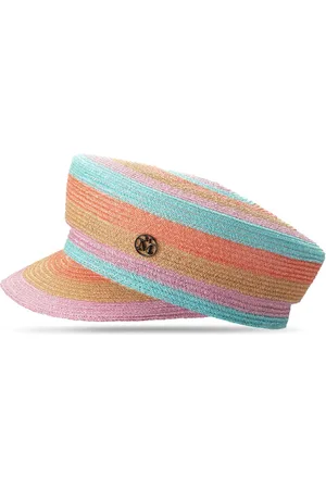 Le Mont St Michel Abby stripe-print straw cap
