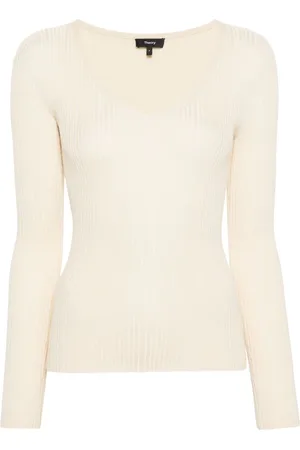 THEORY Fine-ribbed V-neck jumper