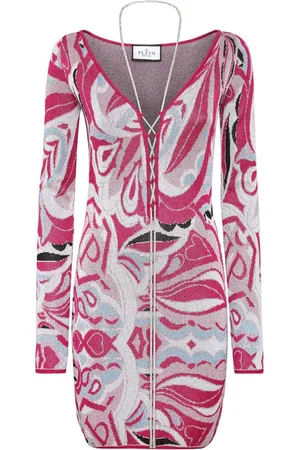 Philipp Plein Intarsia-knit crystal-stripe minidress
