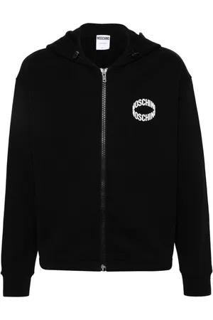 Moschino Logo-appliqué zip-up hoodie