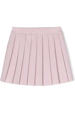Thom Browne Logo-patch virgin wool pleated skirt