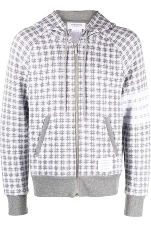 Thom Browne Checked jacquard zip-up hoodie