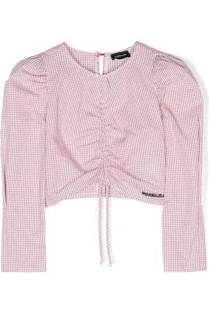 MONNALISA Check-print tie-fastening blouse