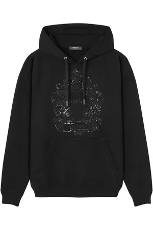 VERSACE Logo-embroidered sequinned hoodie