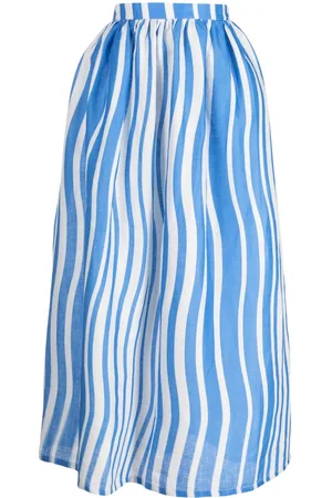 Bambah Sicily striped linen midi skirt