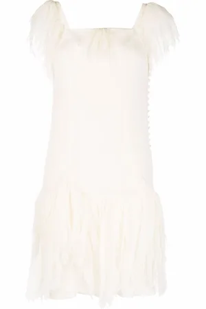 John Galliano 1990s ruffled short-sleeved silk dress