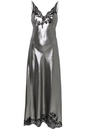 CARINE GILSON Lace-trim lurex slip dress