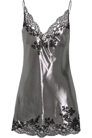CARINE GILSON Lace-trim lurex slip dress