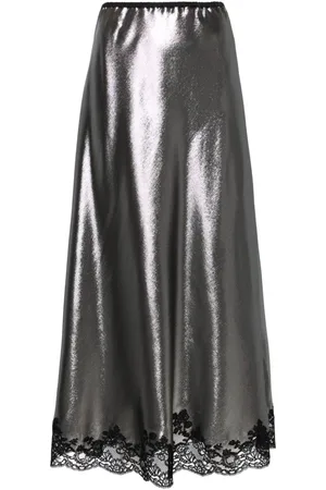 CARINE GILSON Lace-trim lurex maxi skirt