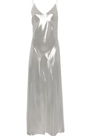 CARINE GILSON Lurex-detail silk slip dress