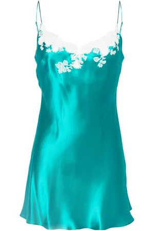 CARINE GILSON Lace-detail silk slip dress