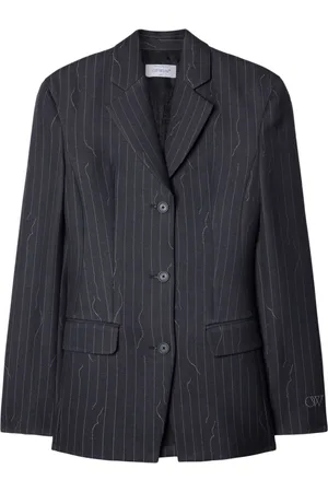 OFF-WHITE Pinstripe-pattern virgin wool-blend blazer