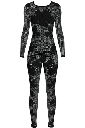 MACCAPANI Monogram-pattern semi-sheer jumpsuit