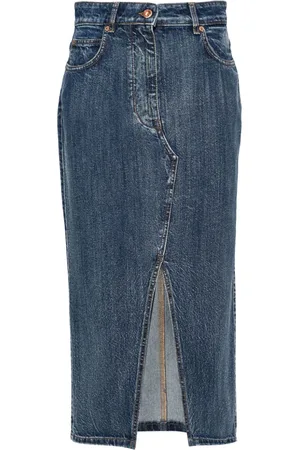 Aspesi Appliqué-logo denim skirt