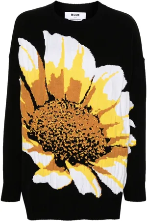 Msgm Floral-intarsia-knit jumper