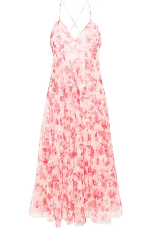 Serafini Floral-print tulle midi dress