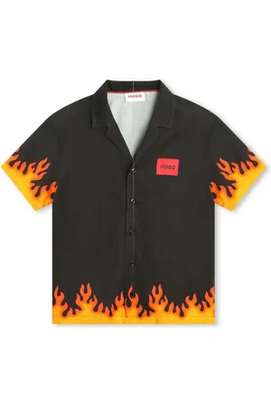 HUGO BOSS Flame-print short-sleeve shirt