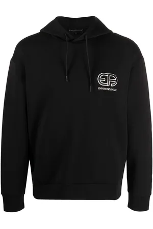 Emporio Armani Embroidered logo rib-trimmed hoodie