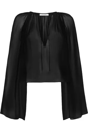 Frame Shirred V-neck silk blouse