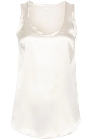 Brunello Cucinelli Sleeveless silk-satin top
