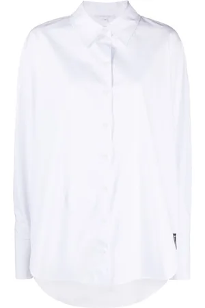 Patrizia Pepe Logo-patch pointed-collar cotton shirt