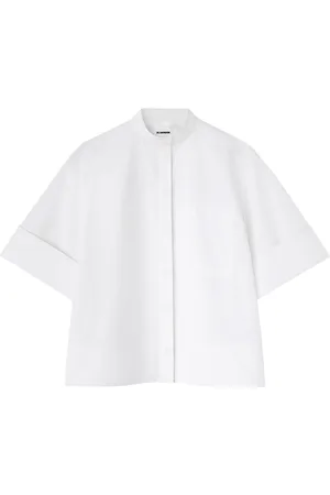 Jil Sander Band-collar cotton-poplin shirt