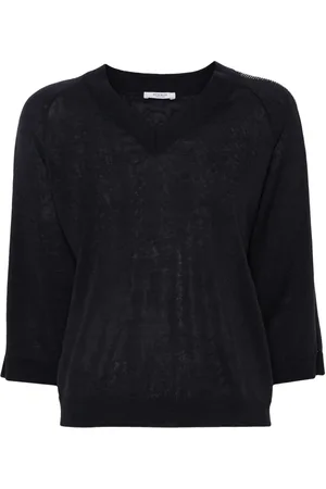 PESERICO SIGN Side-stripe V-neck top