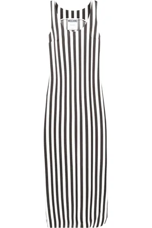 Moschino Scoop-neck striped long dress
