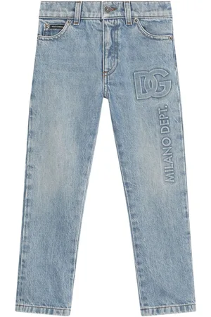 Dolce & Gabbana Logo-embossed mid-rise tapered jeans