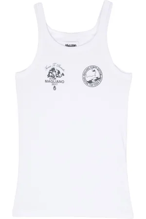 MAGLIANO Logo-print ribbed top