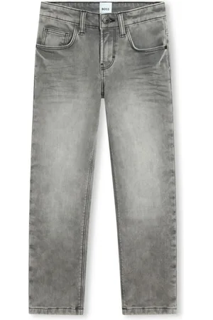 HUGO BOSS Logo-embossed straight-leg jeans