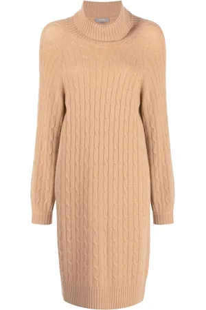 N.PEAL Cable-knit roll-neck dress