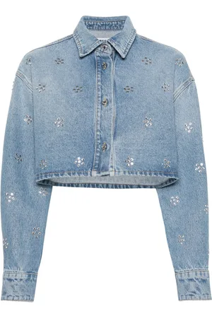 Msgm Rhinestone-embellished denim shirt