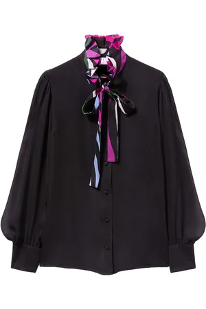 Puccini Marmo-print semi-sheer silk shirt
