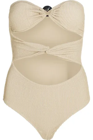 Karl Lagerfeld Fan Charm strapless lurex swimsuit