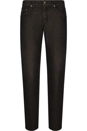 Dolce & Gabbana Logo-appliqué long-length tapered jeans