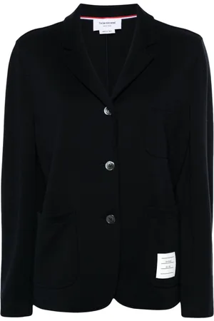 Thom Browne Logo-patch virgin wool blazer
