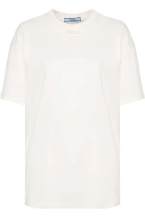 Prada Embroidered triangle-logo T-shirt